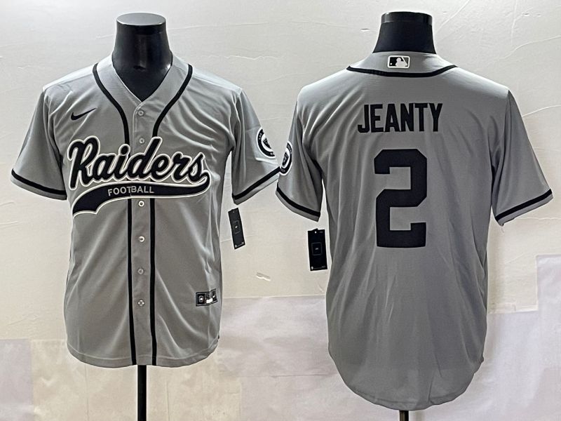 Men 2025 Oakland Raiders #2 Jeanty Grey Joint Name Nike Limited NFL Jersey style 9